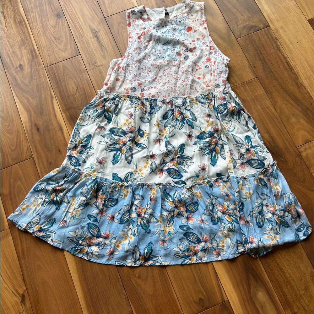 Blue and White Tiered Halter Sundress